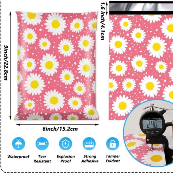 Polymailers 10x13 Pink Daisy 20 Ct Perfect for Resellers - Picture 5 of 5